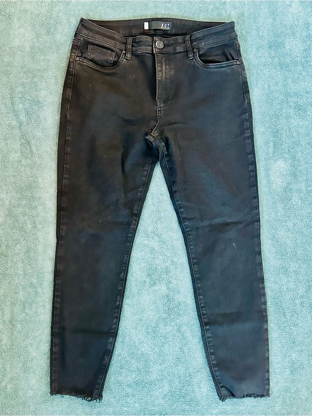 KUT From The Kloth Black Raw Hem Skinny Jeans Size 8